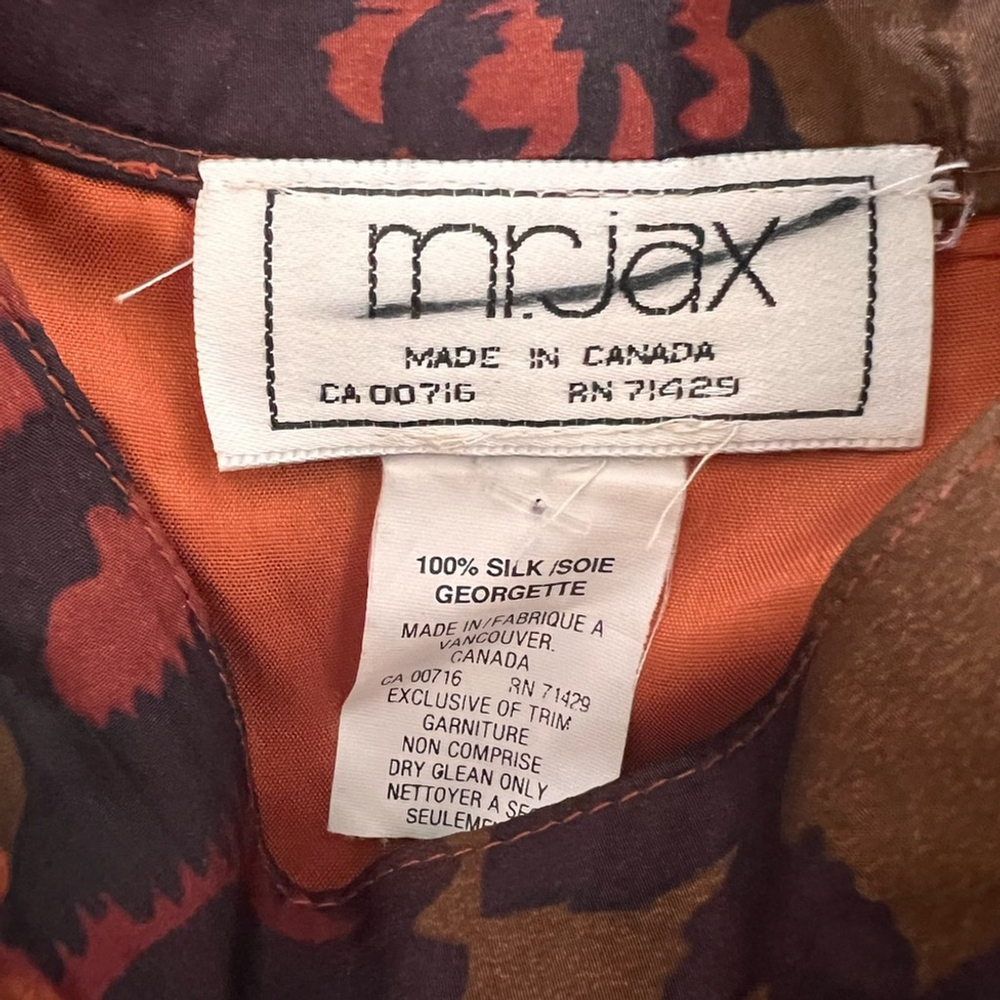 Vintage Silk A-Line Maxi Skirt Fall Flower Print Size L - Picture 7 of 8